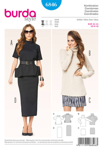 Выкройка Комплект: пуловер и юбка - Burda