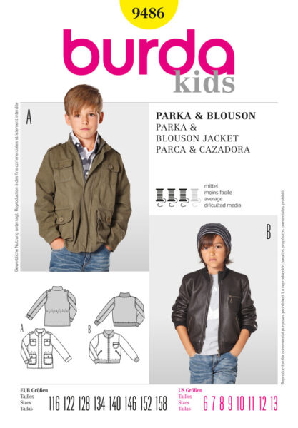 Выкройка Куртки для мальчиков 6-13 лет - Burda